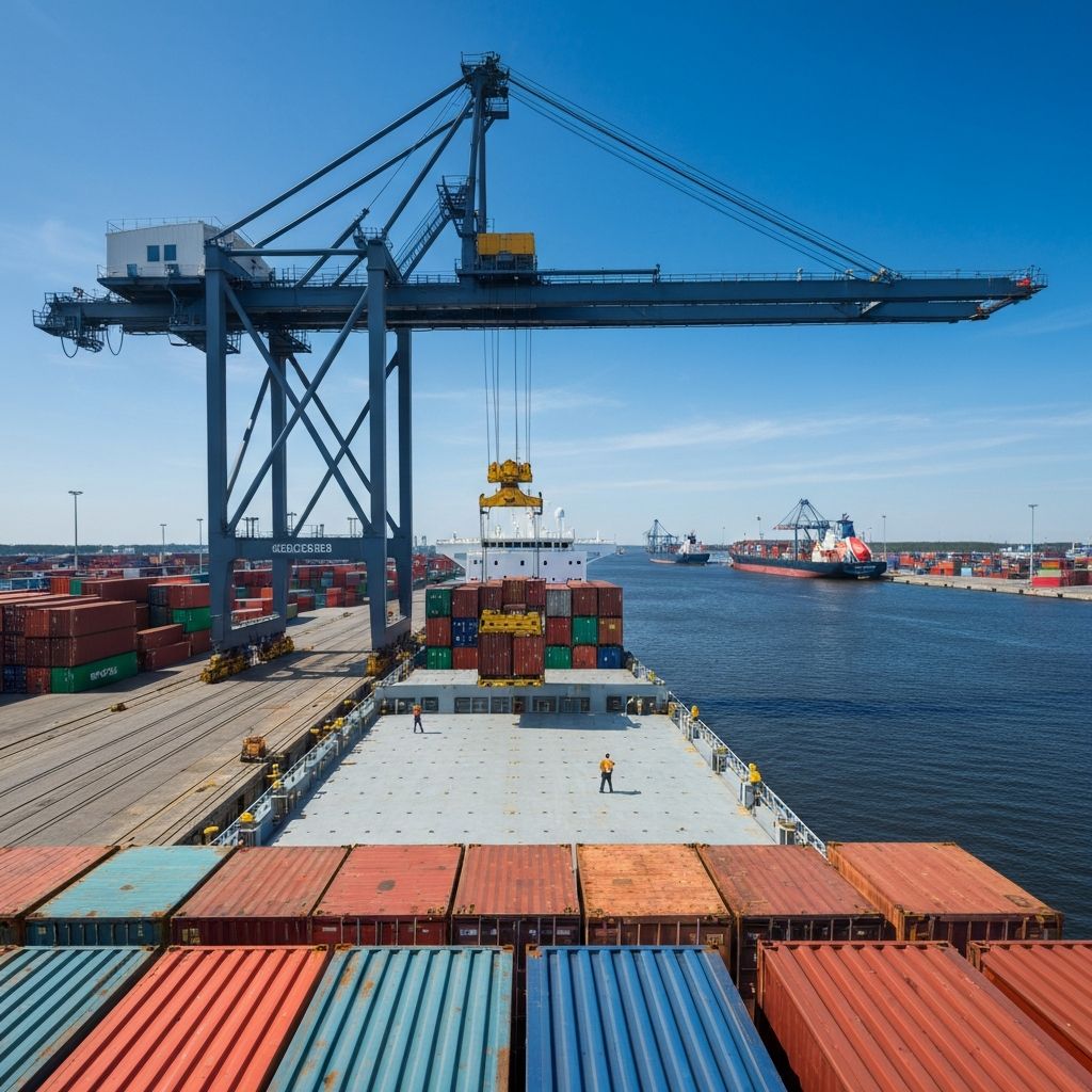 Cargo operations at Baltic Sea port